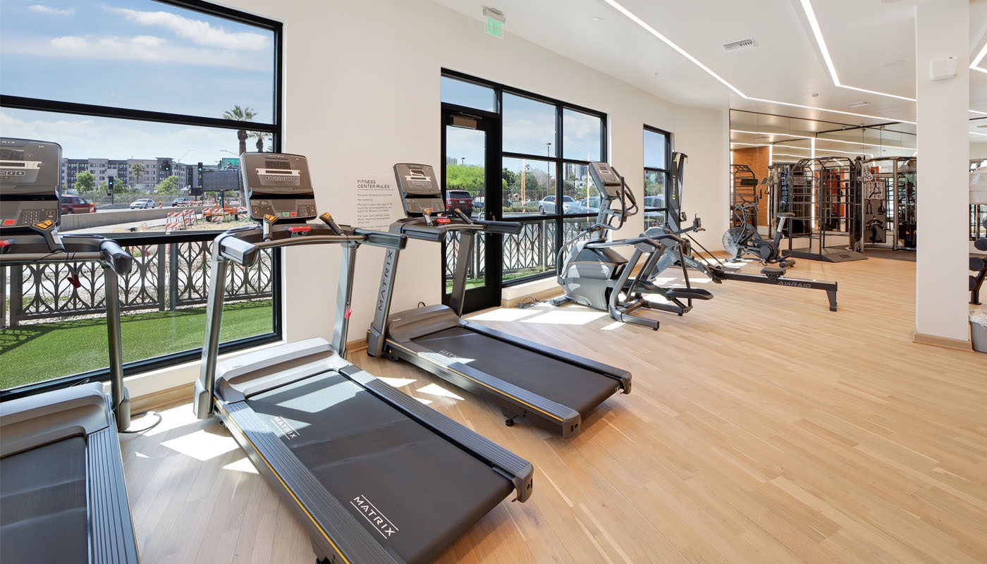 large windows brighten gym